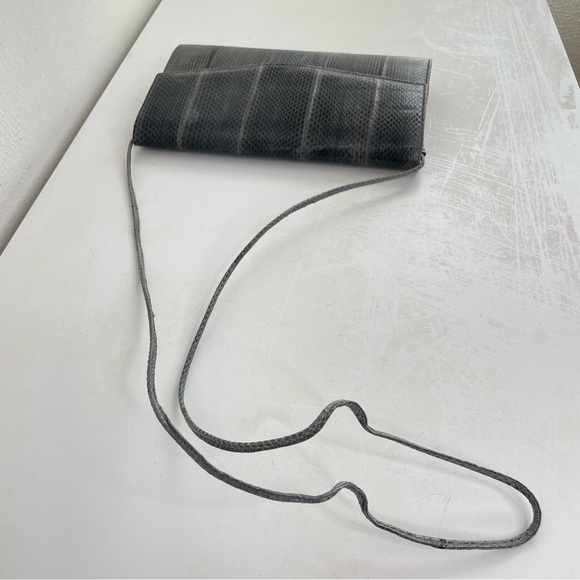 Vintage Minimalist Grey Snakeskin Purse Bag Crossbody Shoulder - Picture 8 of 9